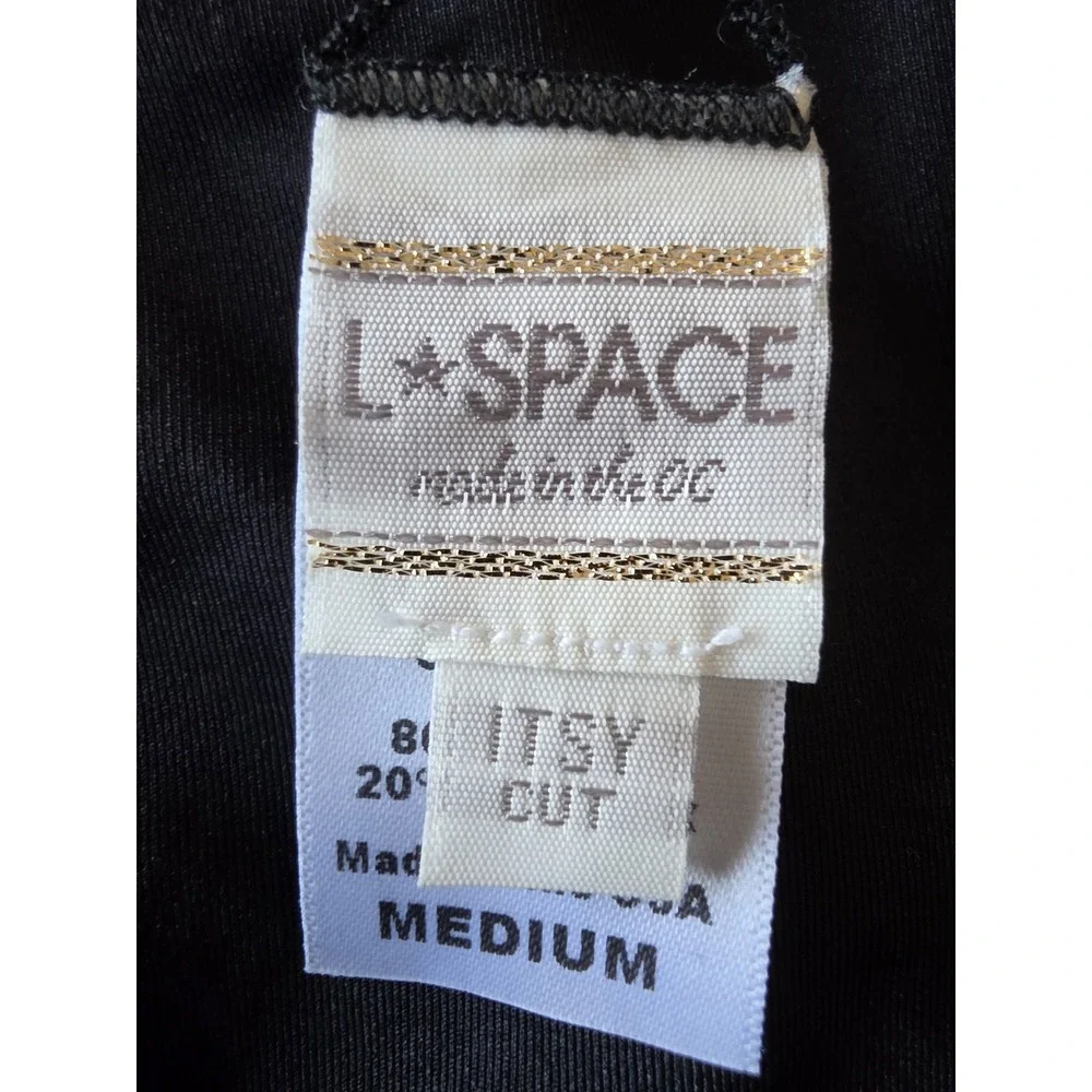 L*Space Women's Medium Black Itsy Bikini Bottoms - Cheeky Cut - Made in USA